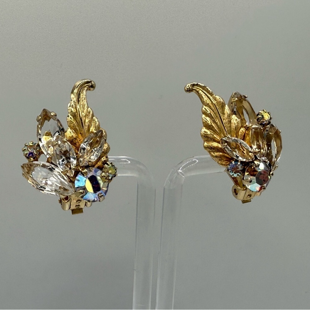 Crystal vintage earrings with AB crystal